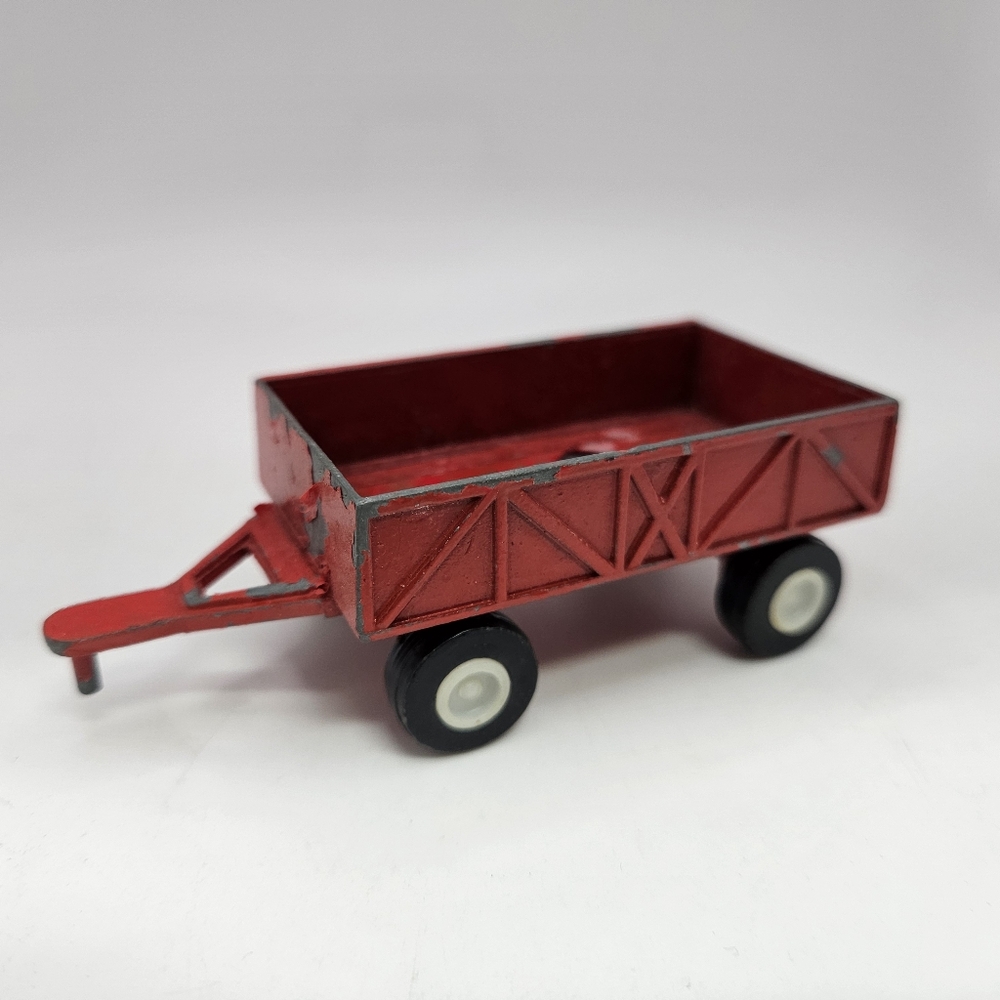 Vintage 3.5" Red Metal TootsieToy Farm Trailer Wagon Cart Equipment Toy